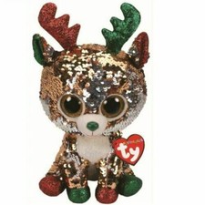 Ty Beanie Boos Flippables🎄TEGAN The  Reindeer 6" Glitter Eyes New MWMT's
