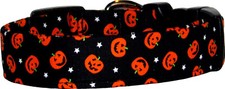 Tossed Mini Jack O  Lanterns Black Halloween Handmade Dog Collar