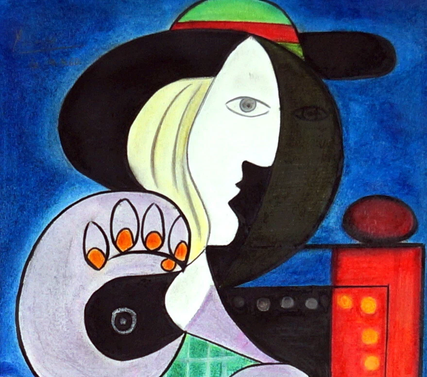 PABLO PICASSO / Técnica Pastel Original sobre Papel, Dibujo Artístico Firmado y Fechado. Foto 4 de 4