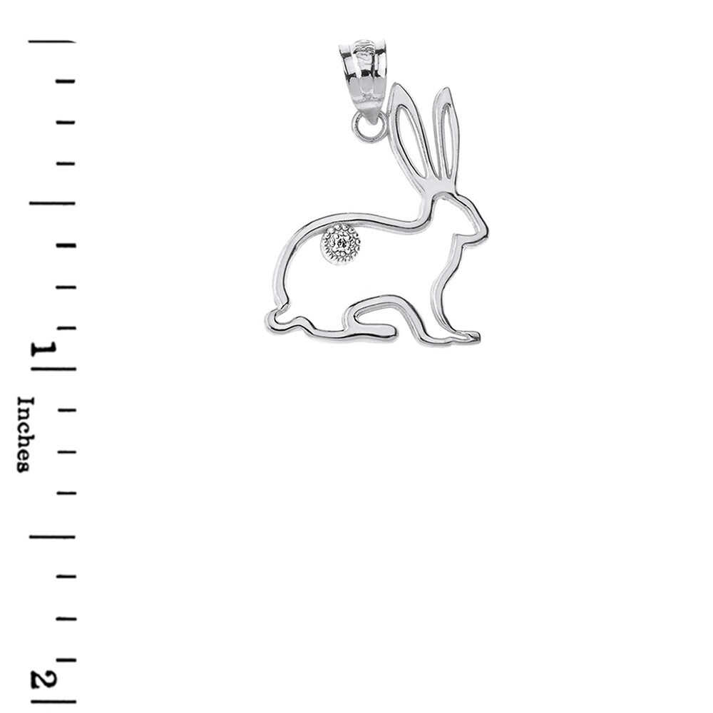 Sterling Silver Jack Rabbit Outline CZ Pendant Necklace | eBay