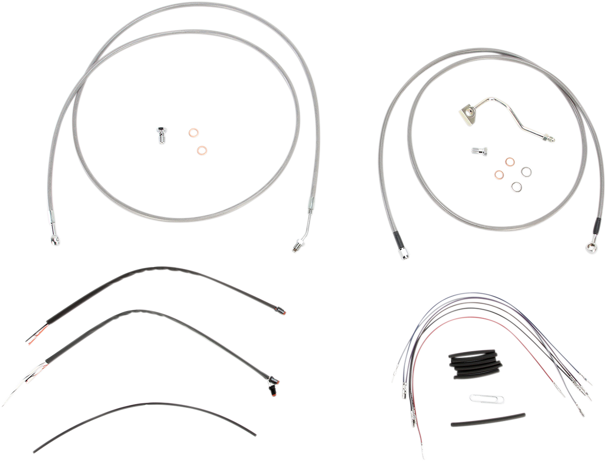 Burly Stainless Braid 15in. Bagger Bars Cable and Brake Line Kits