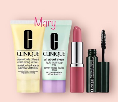 Clinique Lipstick Plum Pop, Mascara, Dramatically Different Lotion & Facial Soap