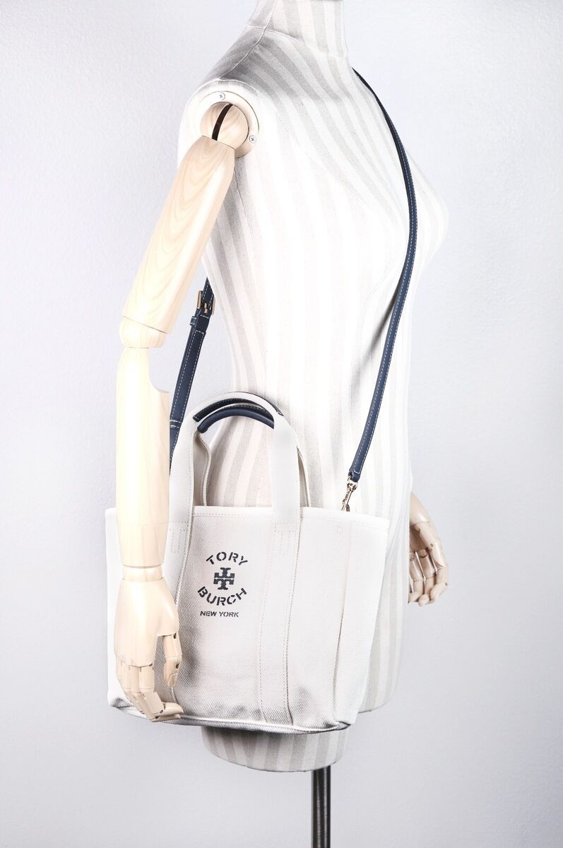 【国内即送】TORYBURCH キャンバス スモール トート 156529 0524 New Tory Burch Canvas Small Tote Bag Crossbody Purse 156529