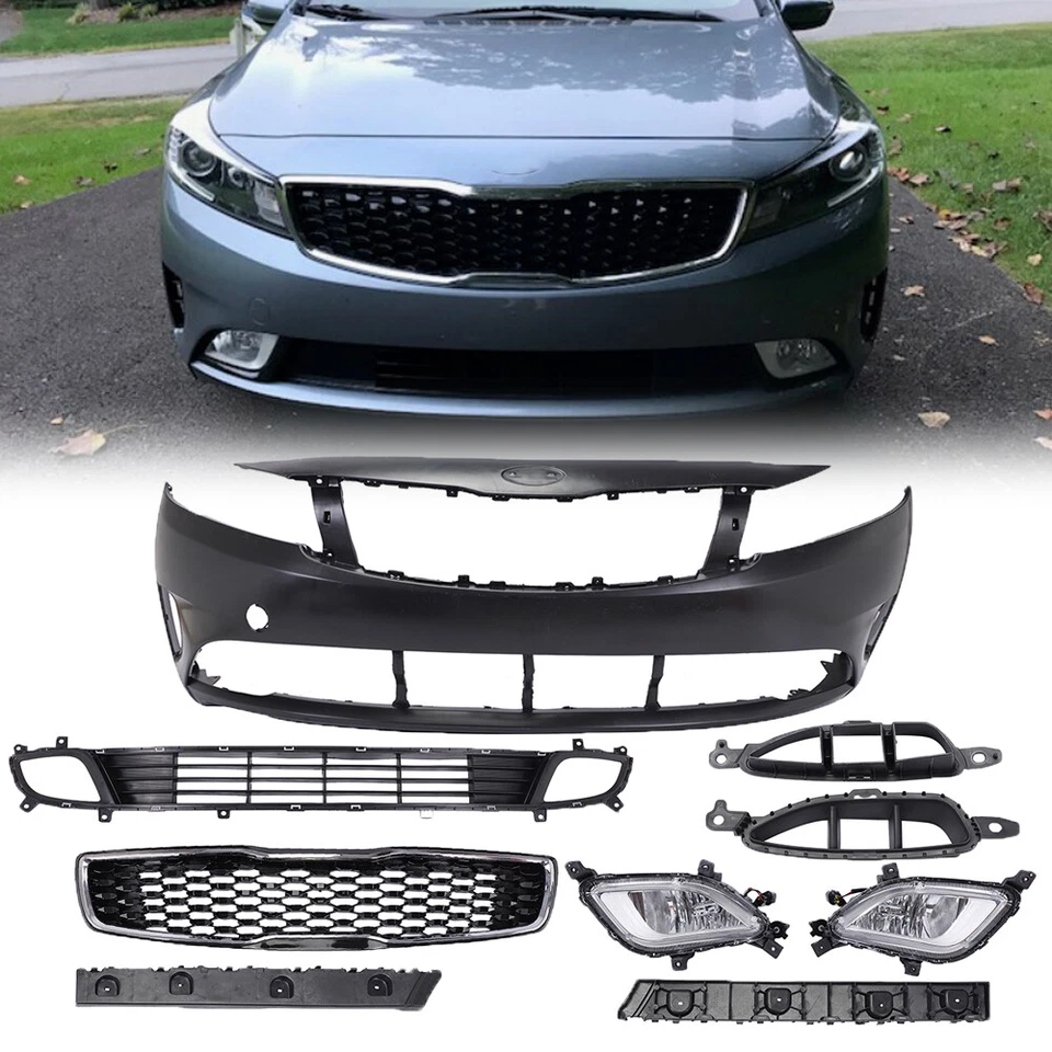 NEW Front Bumper Cover Grille Assembly Kit Fit For 2017 2018 Kia Forte Foto 3 de 4