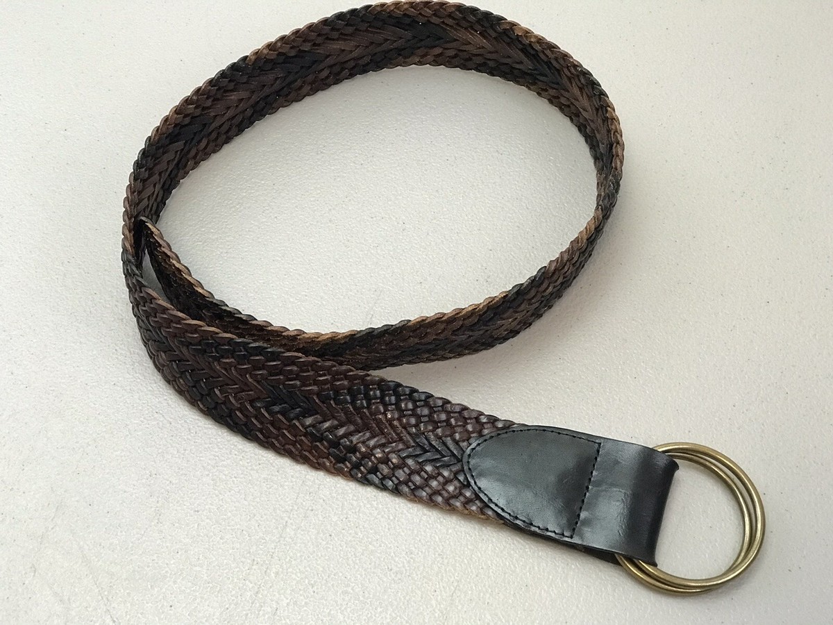 Stylish Talbots Wide Woven Leather Double Ring Belt Brown  display picture 2