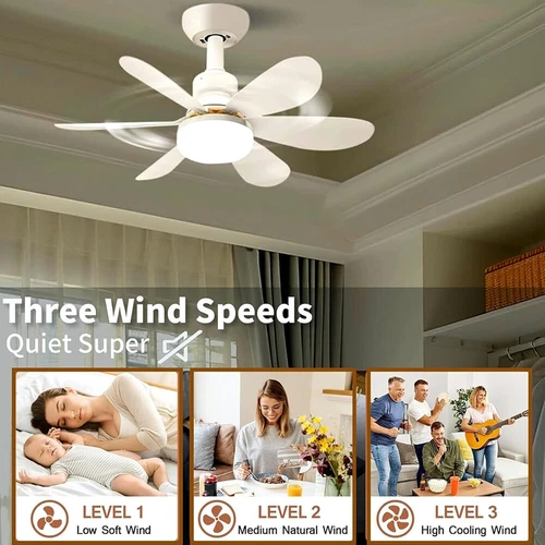 2-in-1 E27 Socket Fan Light with Remote Screw in Ceiling Fans LED Light Bulb Fan - Picture 6 of 12