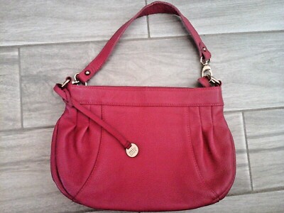 Miss X Hot Pink Genuine Pebble Leather Shoulder Handbag    Size Medium