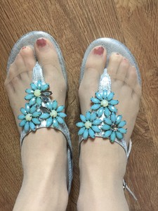 Zapatos de playa PACOMENA by MENBUR sandalias de dedo talla 40 brillante  plata piedra | eBay