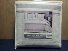 Lush Decor Farmhouse Stripe 3 Piece Reversible Duvet Cover Set Full/Queen -Gray