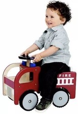 Brand New FAO Schwarz Red Solid-wood, foot-propelled Fire Truck Ride On