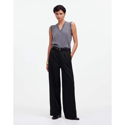 Madewell Harlow Wide Leg Linen Blend Trousers High Waist Career Black Sz S