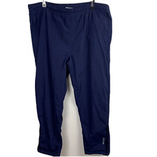 Reebok Woman's Navy zip legs tie elastic waist Track pants Size Medium