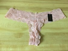 New Frederick  s Of Hollywood Size Xl Light Pink Lace Thong Panties Flora