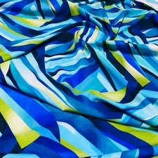 Retro Blue Abstract print 4-Way Stretch Fabric 60" wide Swimsuit Spandex By Yard