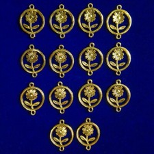 14Pcs 22x17x2mm Tibetan Golden Flower Connector Pendant Bead CJ470