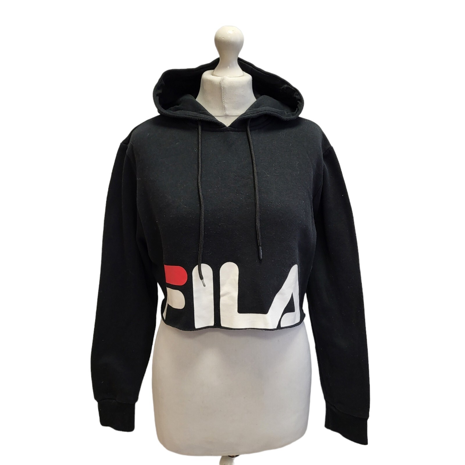 Felpa sportiva Fila con cappuccio L manica cropped nera uk donna M 10 eu 38 Yy510