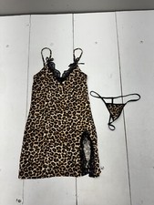 Shein Brown Black Cheetah Print Tank Pajama Dress Womens Size Large