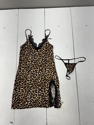 Shein Brown Black Cheetah Print Tank Pajama Dress Womens Size Large