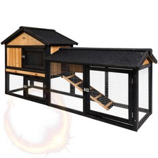 i.Pet Rabbit Hutch Large Metal Run Wooden Cage Waterproof Outdoor Pet House Coop