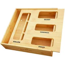 SpaceAid Bag Storage Organizer for Kitchen Drawer Bamboo Organizer