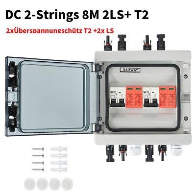 DC 2-Strings 1000V SOLAR ANSCHLUSSKASTEN PHOTOVOLTAIK ÜBERSPANNUNGSSCHUTZ 8M T2