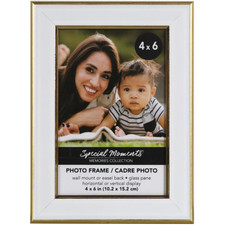 Special Moments 4X6 Gold  White Photo Frame 2 Pack Wall Mount Or Easel
