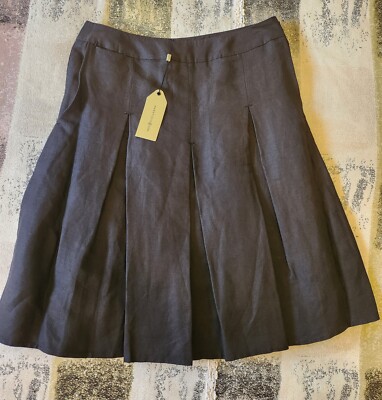 Max Studio Women's Size 2 Black Pleated Tennis Linen Blend Skirt