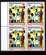 Central Africa 1972 MNH Blk 4, Red Cross, First Aid, Medicine Help 