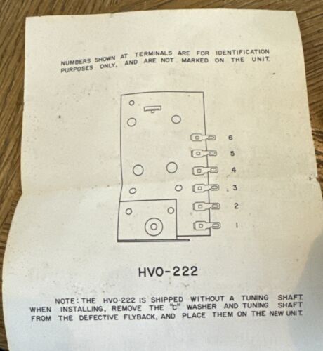 VINTAGE HIGH VOLTAGe TRANSFORMER MERIT HVO-222 FOR MOTOROLA ANTIQUE TVS Horiz Ou - Picture 8 of 11