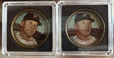 Pair of 1964 Topps Baseball Coin Pin Token #120 Mickey Mantle New York Yankees