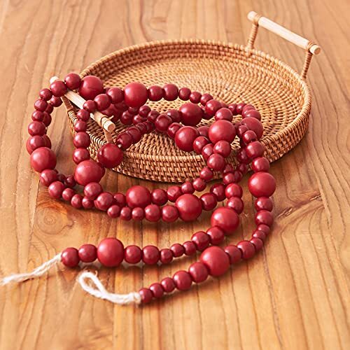 Farmhouse Beads 7ft Wood Bead Garland with Christmas Tree Holiday Decorations - Picture 6 of 7