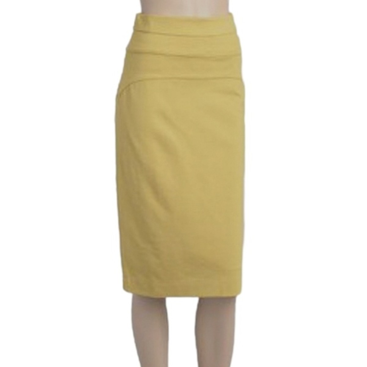 $79 PANIZ Yellow Olive Green Midi Pencil Career Skirt (Size Small)