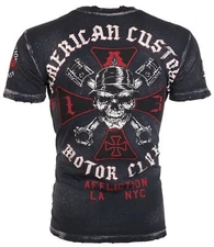 AFFLICTION Mens T-shirt American Customs Iron Skull Regular Fit Black S-3XL NWT