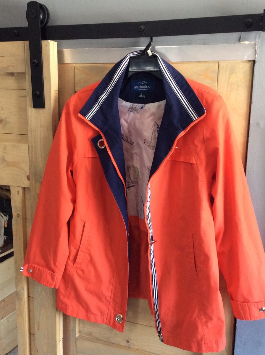 Macintosh New England Orange Jacket With Navy Blue Accents,women's