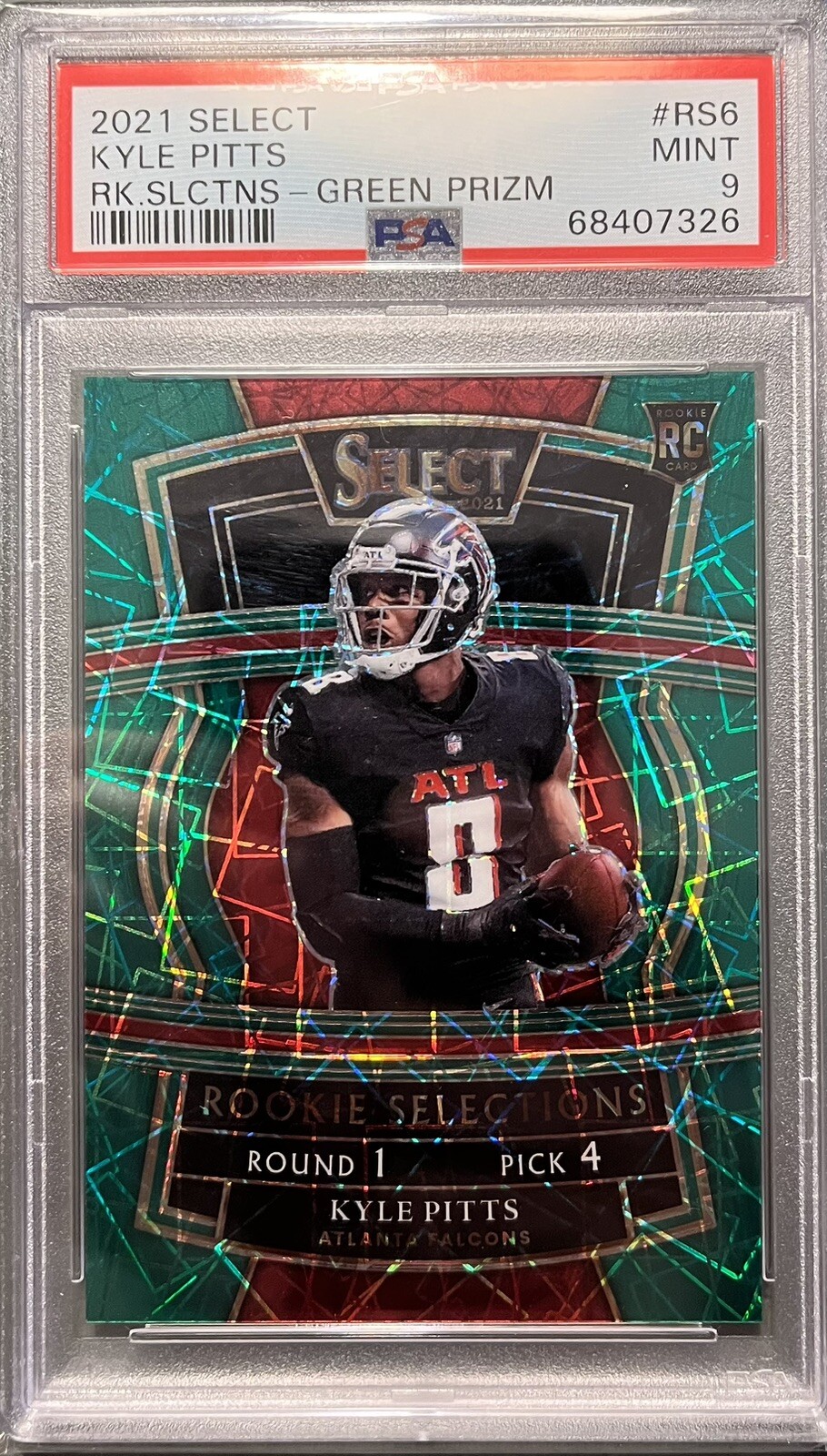 2021 Panini Select Kyle Pitts Rookie Selections Green Prizm /5 PSA 9 SSP RC