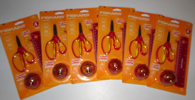 6 Pack-Fiskars Softgrip & Color Change Kids Scissors, 12-In Ruler, & Sharpener