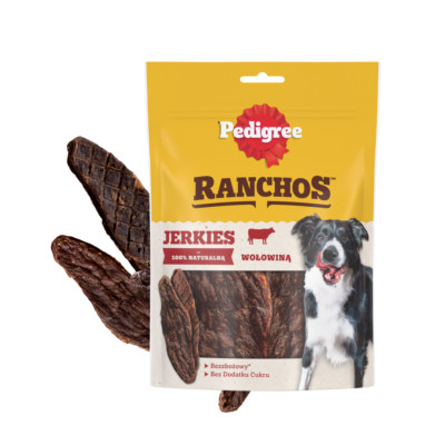 Pedigree Ranchos Jerkies 70g Getreidefreies Leckerli für Hunde mit Rindfleisch