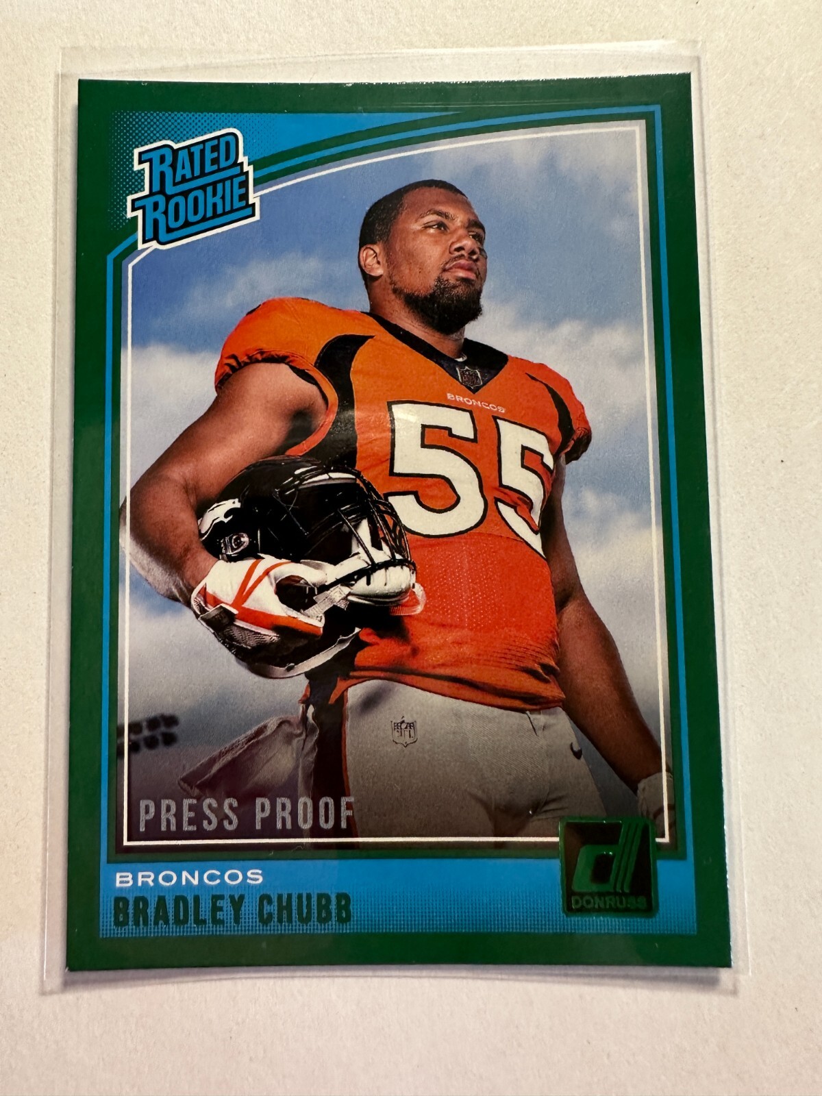 K21,042 - 2018 Donruss Press Proof Green #319 Bradley Chubb RR