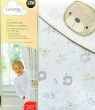 Adorable Ted Blackout Kids Childrens Curtains Embroiderd Tie Back George Asda 