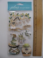 Jolee's OUTDOOR WEDDING Love Cake Flowers Just Married Embellishments 6 Pcs NOS