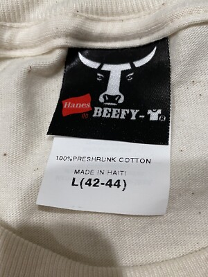 Vintage 90s Hanes Beefy Tee T-shirt - Pocket Blank Beige NOS