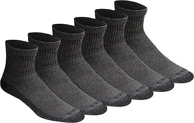 Dickies Men'S 6 Pack Dri-Tech Comfort Quarter Socks Multicolor Shoe Size 6-12 US