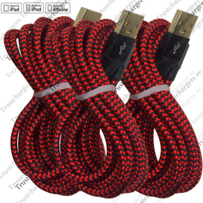 3Pack USB Fast Charger 10FT Extra Long Braided Cable For iPhone 13 12 8 7 6 Cord