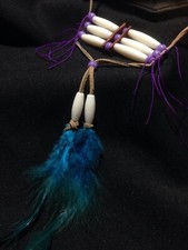 Reading EyeGlass Holder Necklace Native American Hand Made New Leather/ feather