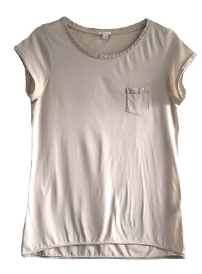 Esprit Damen T Shirt Beige Spitze Tasche Größe S