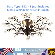 Vintage Crystal Pendant Lamp Bedroom Flower Ceiling Light Fixture Chandelier NEW