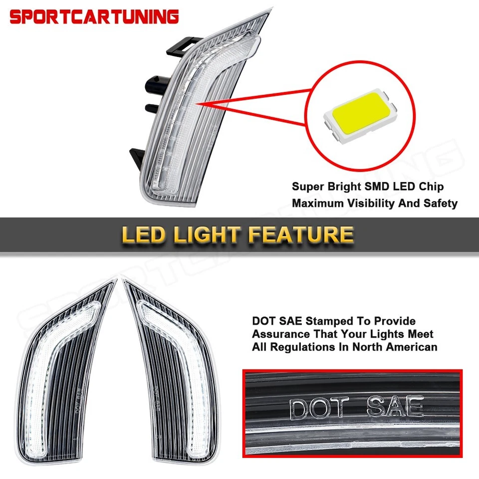 Full LED Front Clear White Side Marker Lights For 21-24 Escalade GMC Yukon XL 3D - Изображение 4 из 4