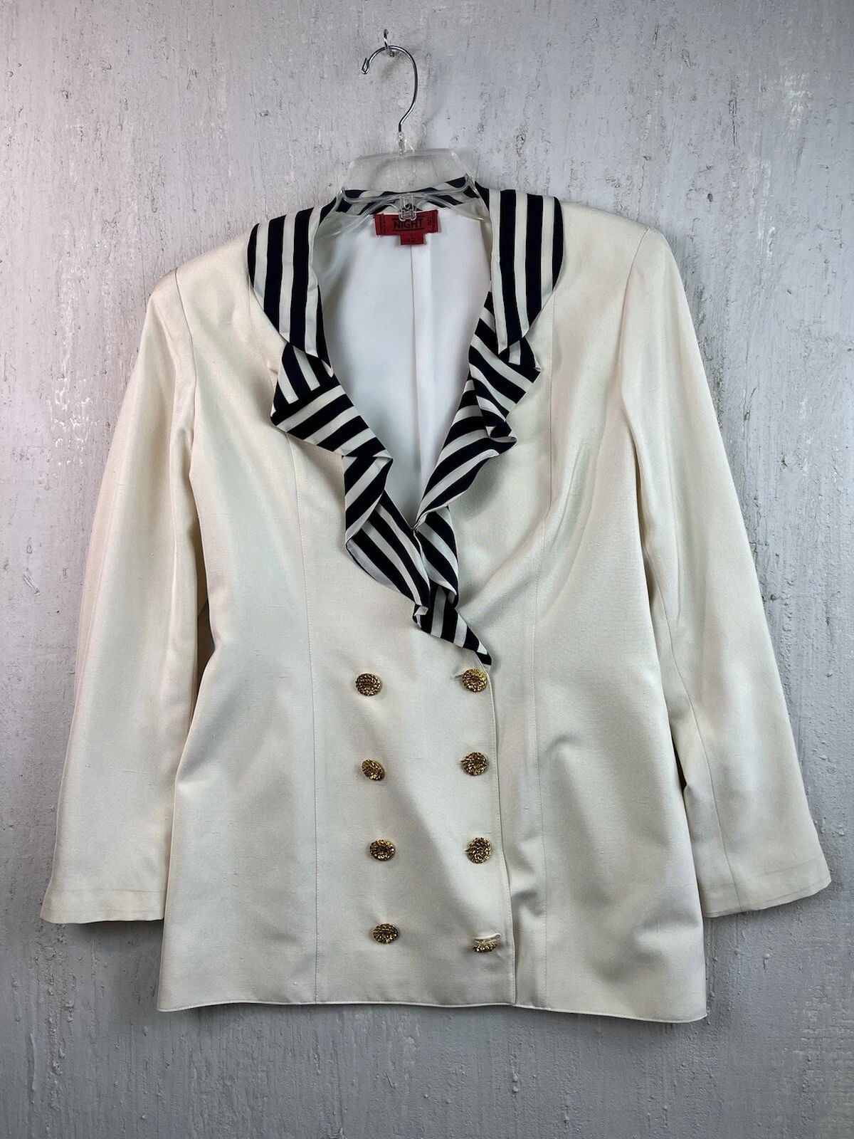 Tuta donna vintage Valentino notte avorio gonna 12 doppiopetto bottoni oro