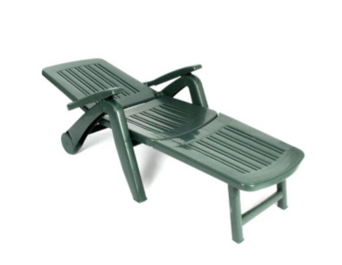 Sdraio/Lettino Cancun Bica Pieghevole Multiposizione Verde Con Ruote - Immagine 4 di 4