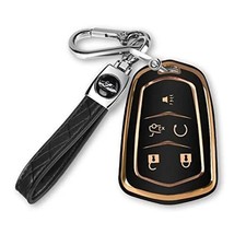 For Cadillac Key Fob Cover with Keychain TPU Protector Suitable for Black